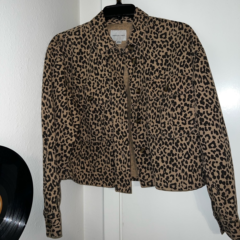 Cheetah Print Cropped American Eagle Jacket